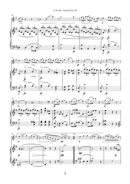 Sonatina in G major Op.100 by Antonin Dvorak for violin and piano