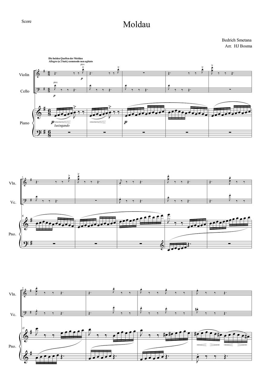 Smetana - Die Moldau for Pianotrio Piano Trio scores gallery preview page 1