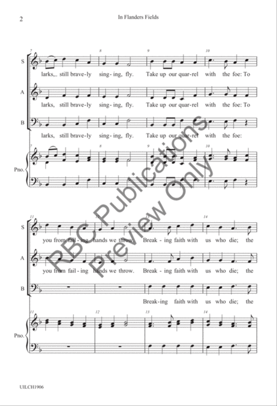 In Flanders Field (SAB) In Flanders Field (SAB) 3-Part scores gallery preview page 4