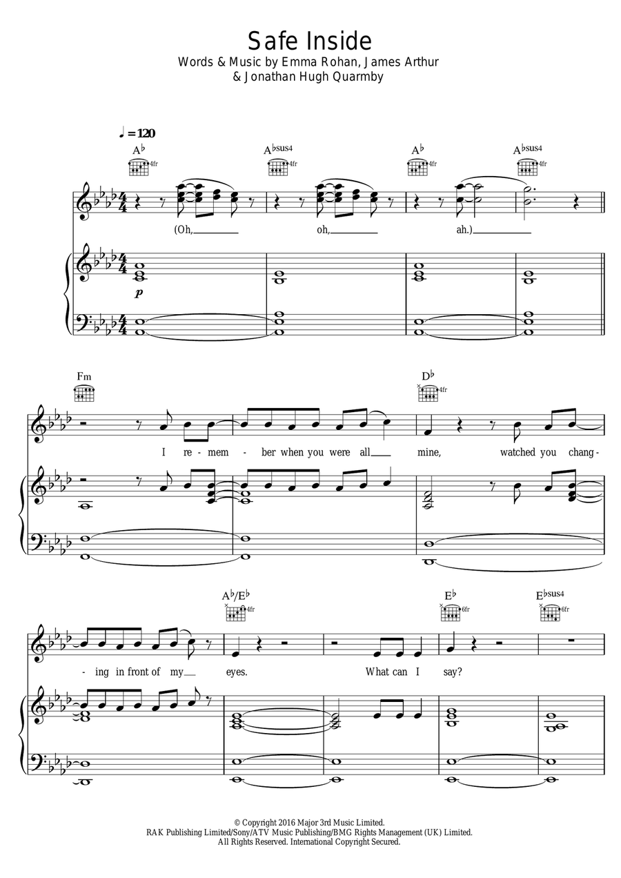 Safe Inside Safe Inside Piano, Vocal scores gallery preview page 1