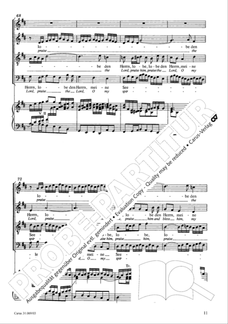 Praise the Lord, O my spirit (Lobe den Herrn, o meine Seele) 4-Part scores gallery preview page 11