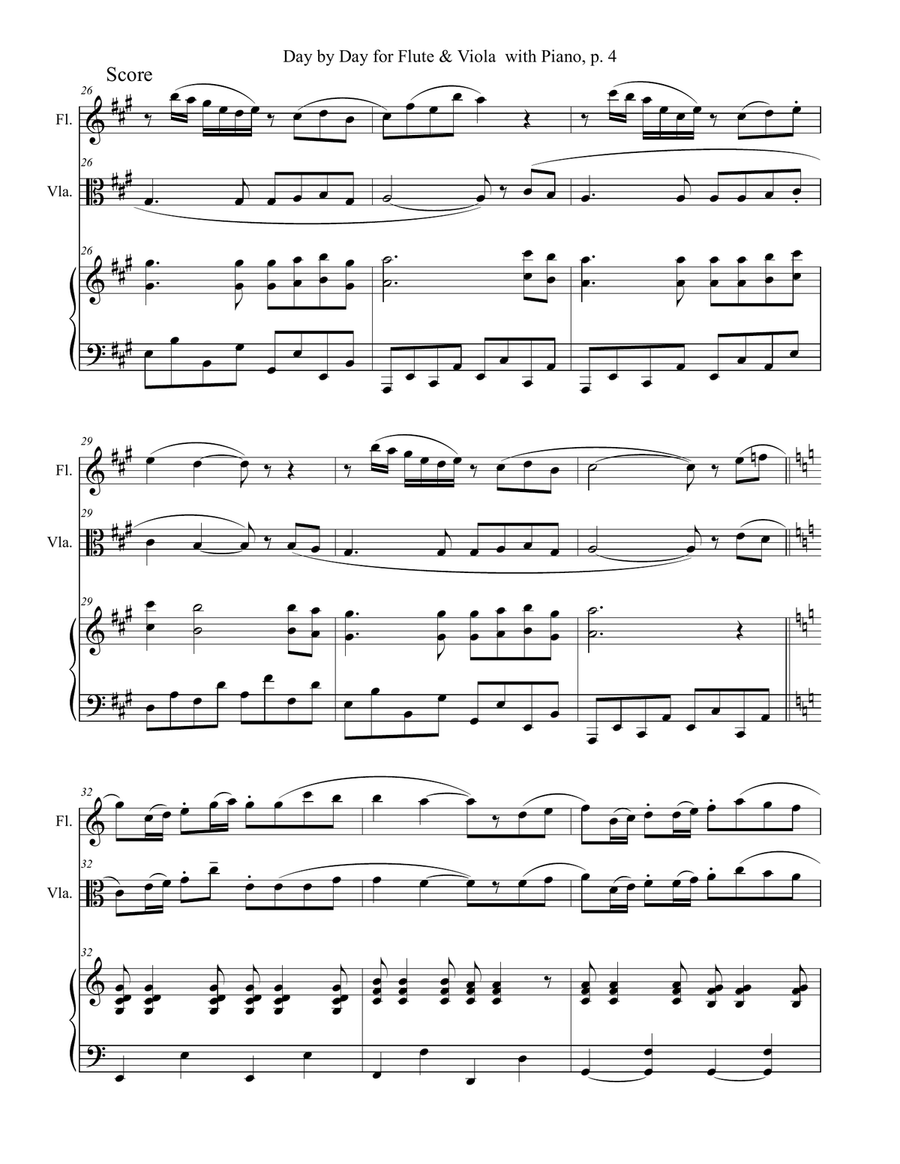 DAY BY DAY (Flute & Viola with Piano - Score & Parts included) Flute scores gallery preview page 5