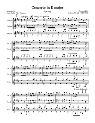 Book cover for Spring (from The Four Seasons) arr. for 2 Violins and 1 Guitar