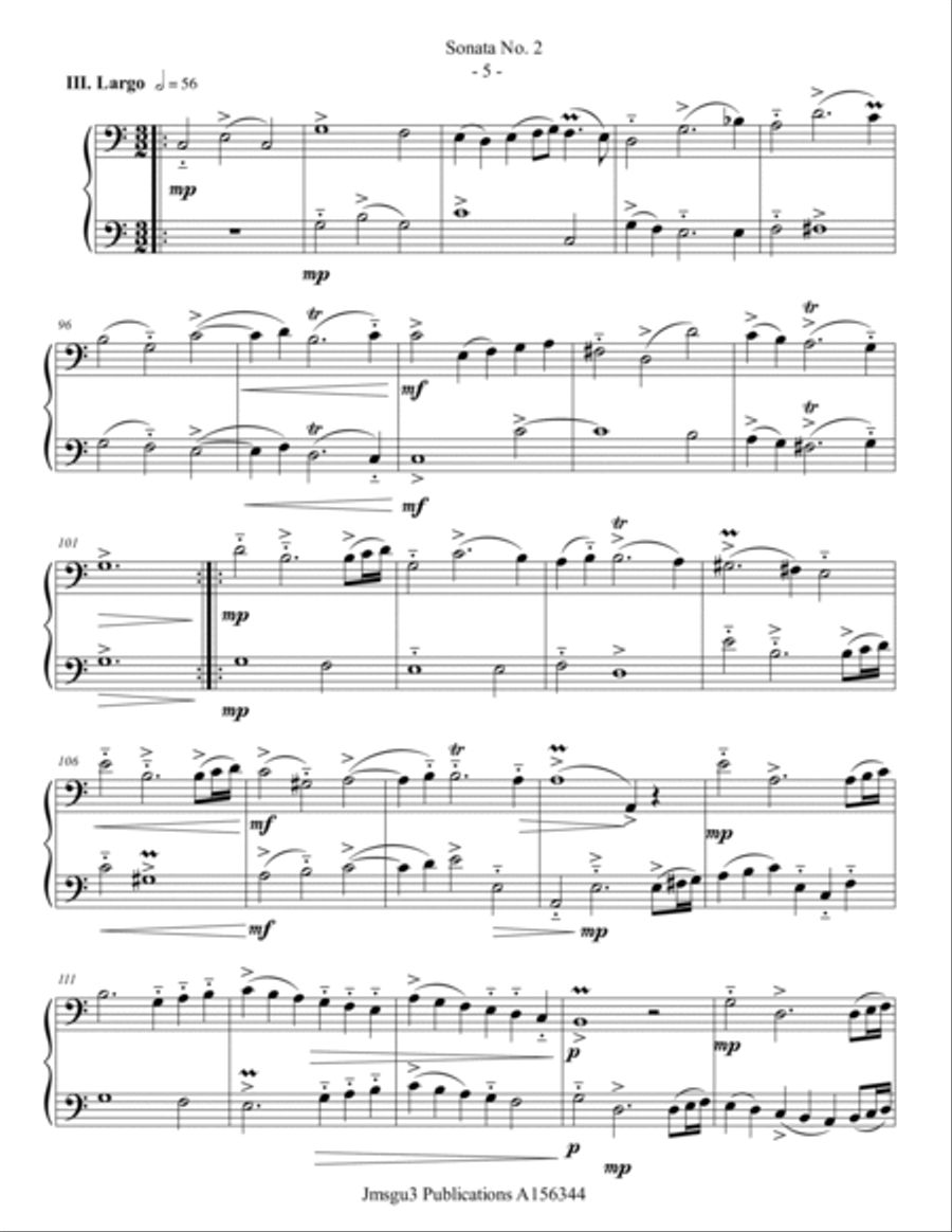 Loeillet: Sonata No. 2 for Bassoon Duo Woodwind Duet scores gallery preview page 5