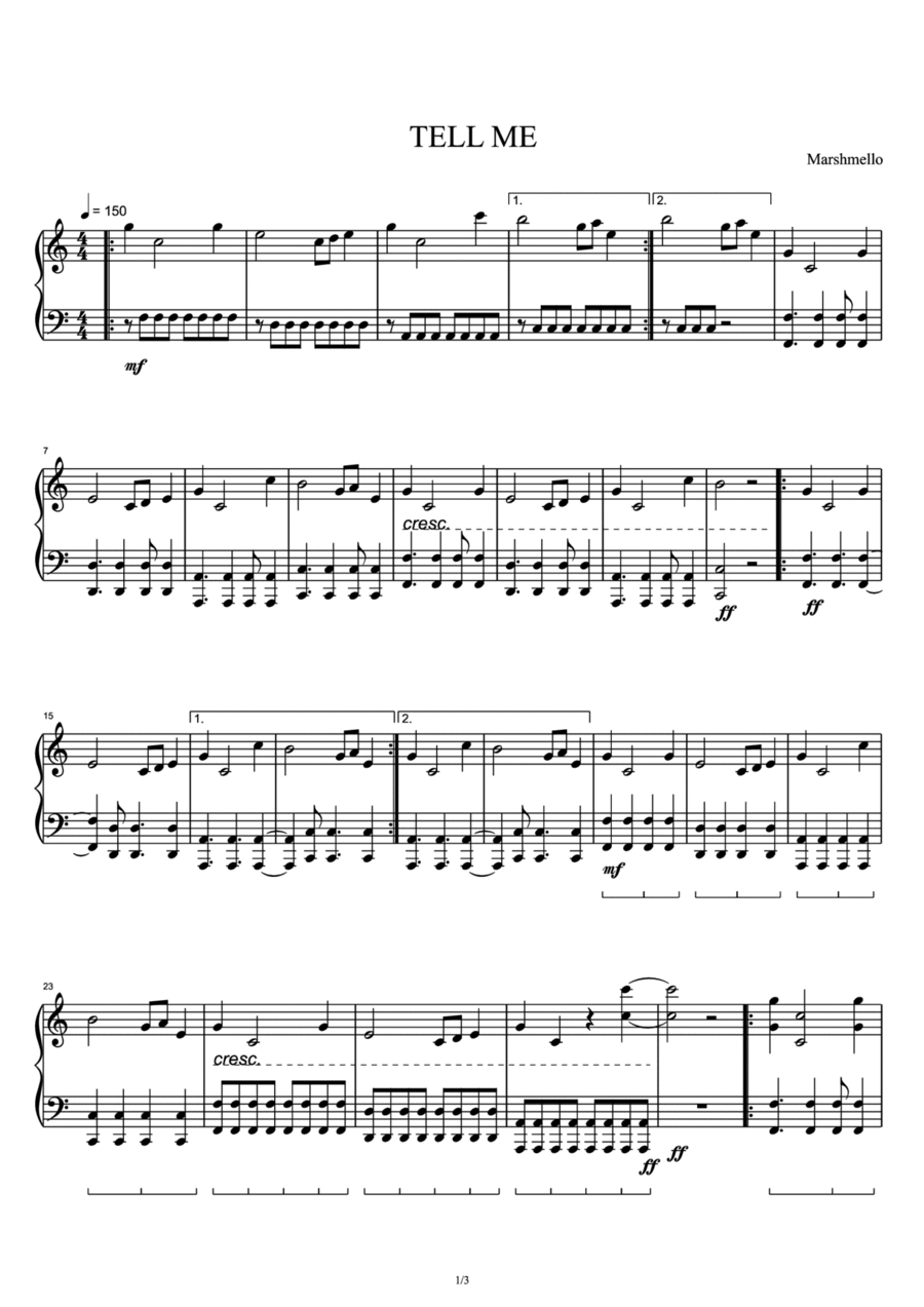 Tell Me Piano Solo scores gallery preview page 1