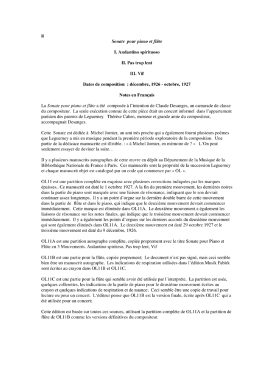 Jacques Leguerney: Sonate for piano and flute Flute Solo scores gallery preview page 2