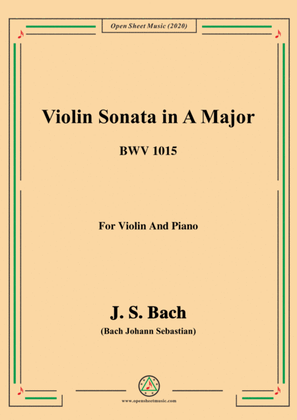 Book cover for Bach,J.S.-Violin Sonata,in A Major,BWV 1015,for Violin and Piano