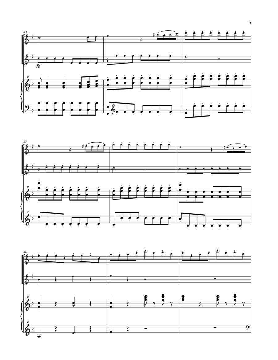 W. A. Mozart - Queen of the Night Aria (for Trumpet, Soprano Saxophone and Piano) Soprano Saxophone scores gallery preview page 5