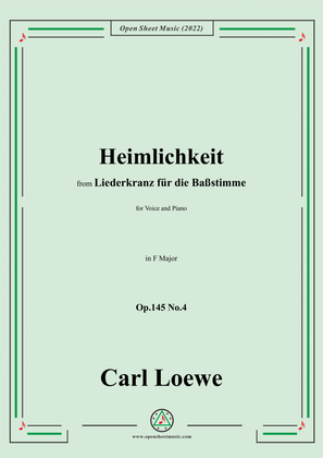 Book cover for Loewe-Heimlichkeit,Op.145 No.4,in F Major