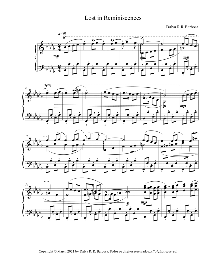 Lost in Reminiscences Piano Solo scores gallery preview page 1