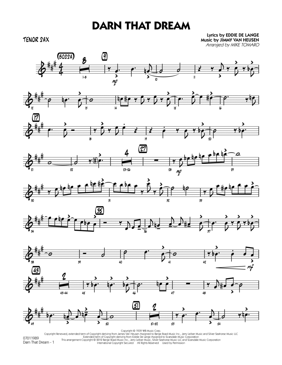 Darn That Dream - Tenor Sax Jazz Ensemble scores gallery preview page 1