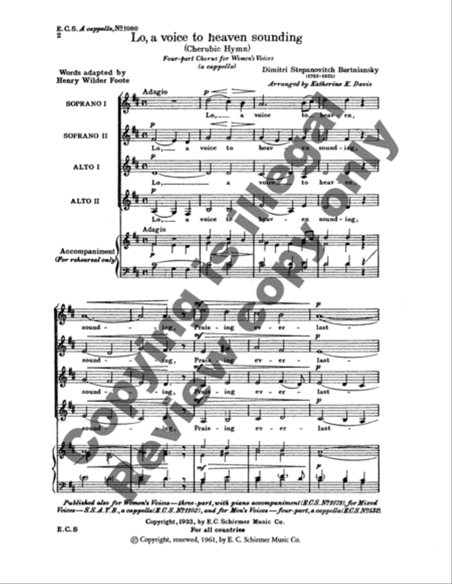 Lo, a Voice from Heaven Sounding (Cherubic Hymn) SSAA scores gallery preview page 6