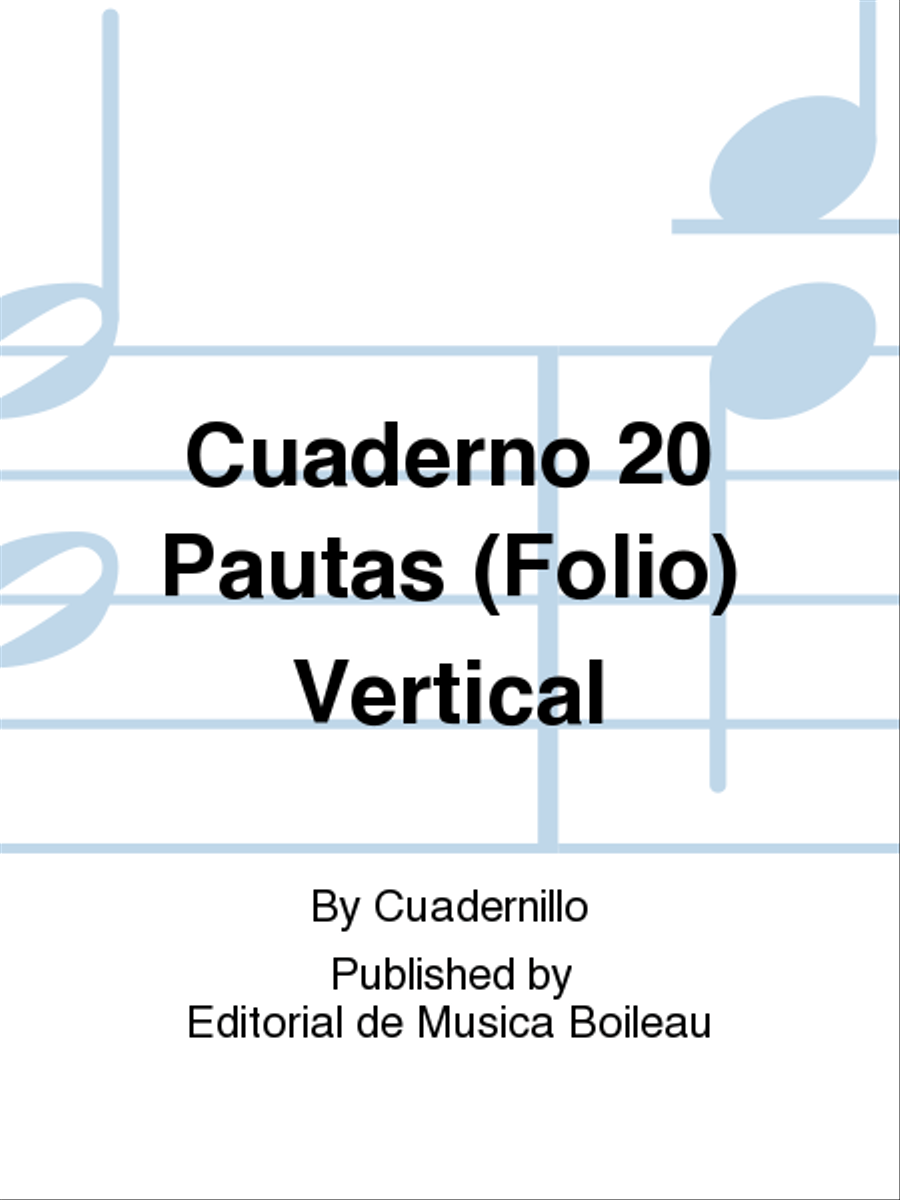 Cuaderno 20 Pautas (Folio) Vertical Staff Paper scores gallery preview page 1