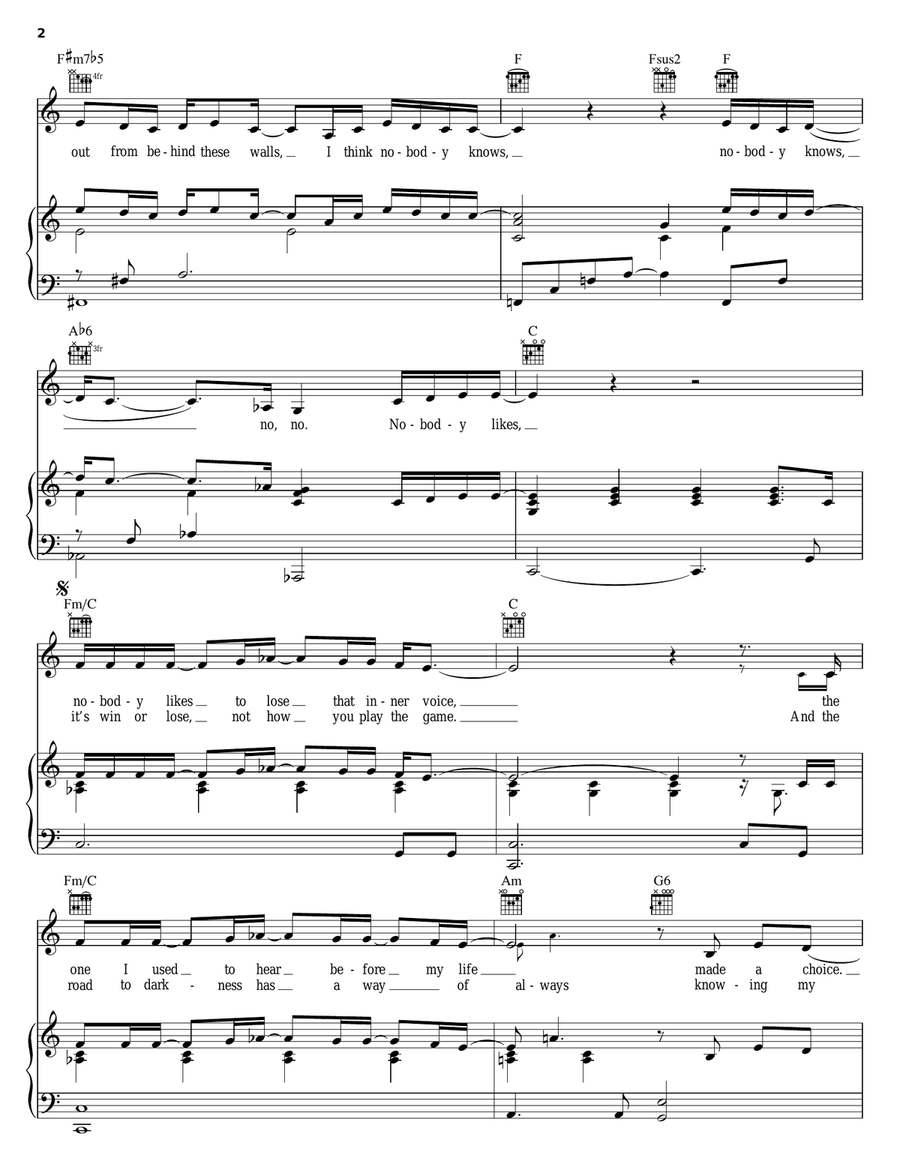 Nobody Knows Piano, Vocal, Guitar scores gallery preview page 2