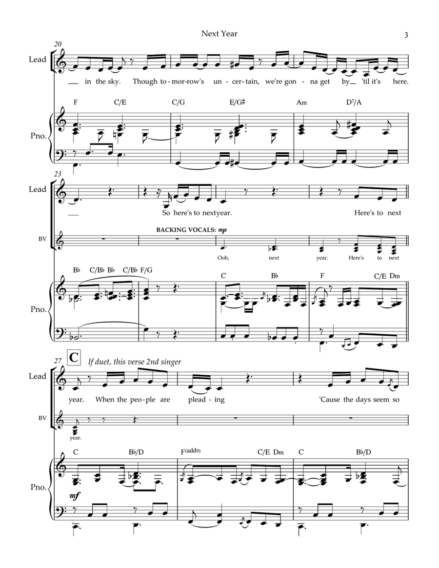 Next Year (from Saturday Night Seder) Voice scores gallery preview page 3