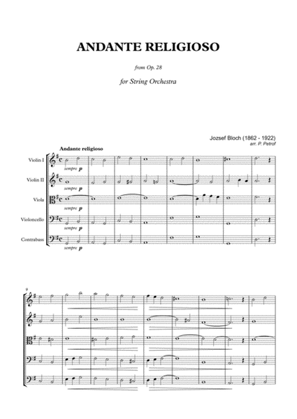 Jozef Bloch - ANDANTE RELIGIOSO - String Orchestra - Score and parts image number null
