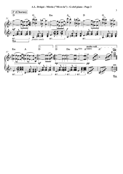 Mirela ("Mi-Re-La") - musical miniature - G-clef piano/harp (GCP/GCH) arrangement (score+lead) image number null