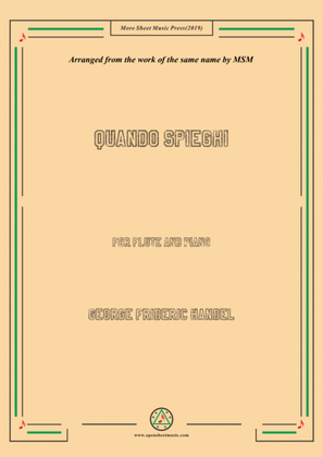 Book cover for Handel-Quando spieghi,for Flute and Piano