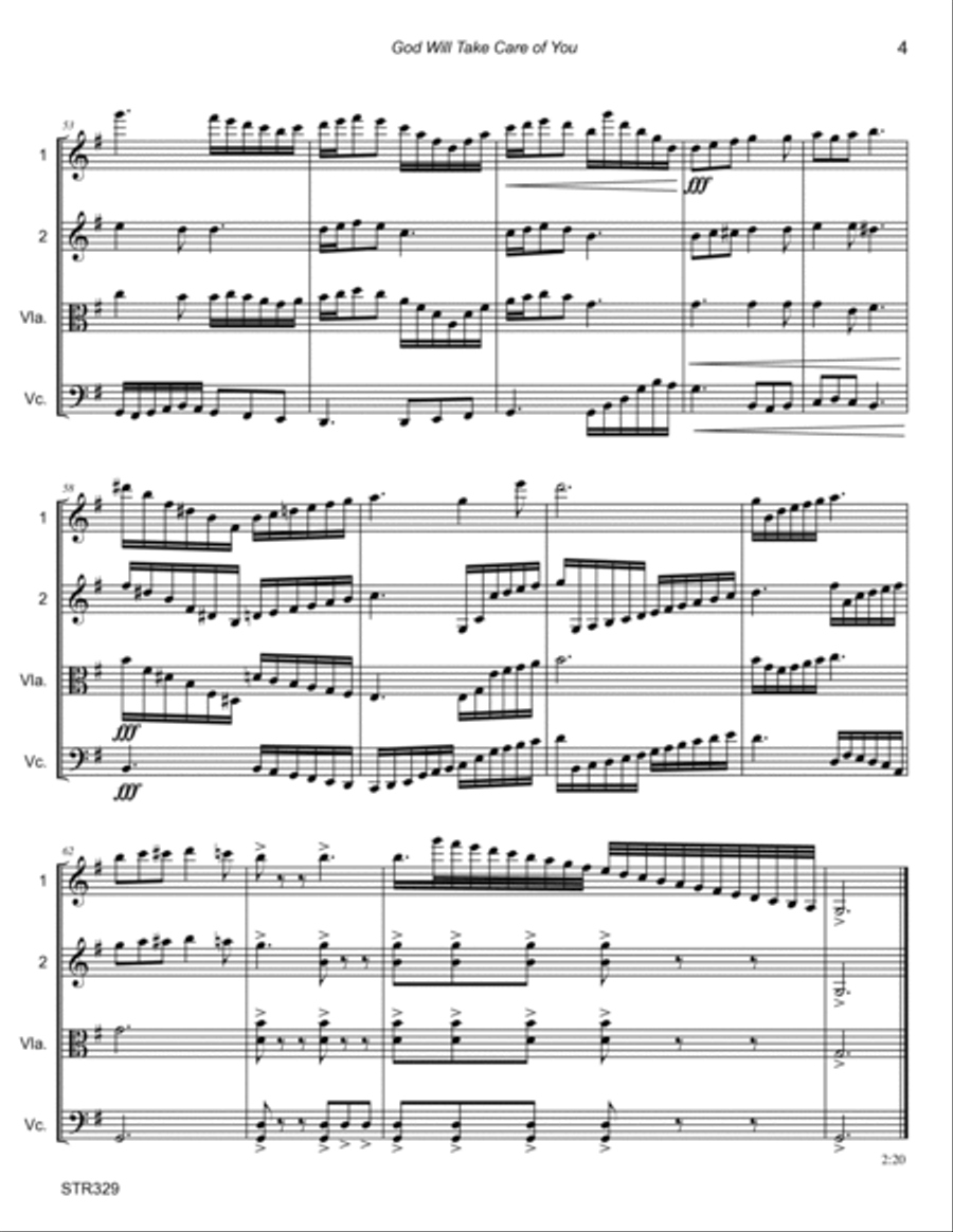 GOD WILL TAKE CARE OF YOU - STRING QUARTET (unaccompanied) (or 3 Violins & Cello) String Quartet scores gallery preview page 4