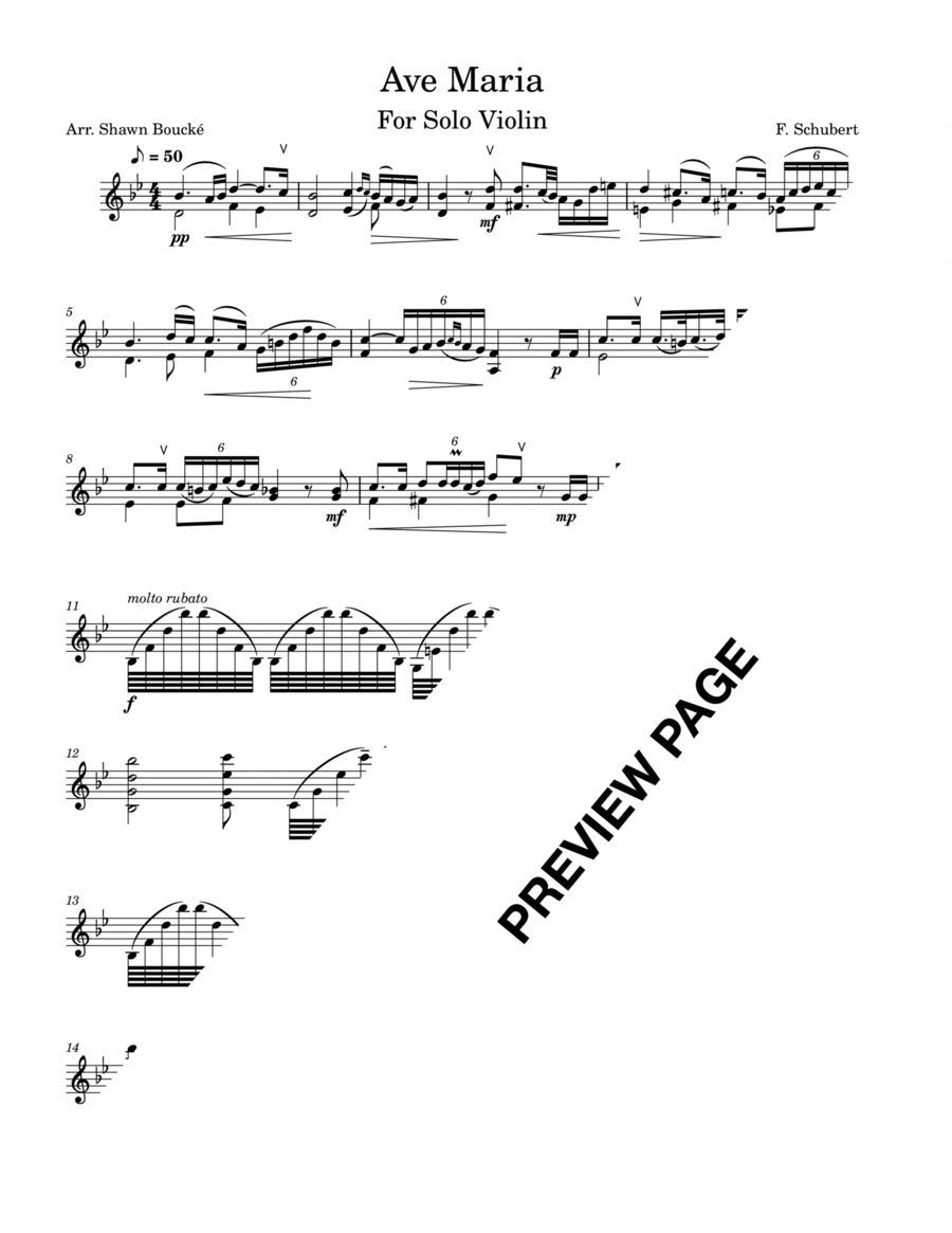 Ave Maria Advanced Variation for Solo Violin Violin Solo scores gallery preview page 1