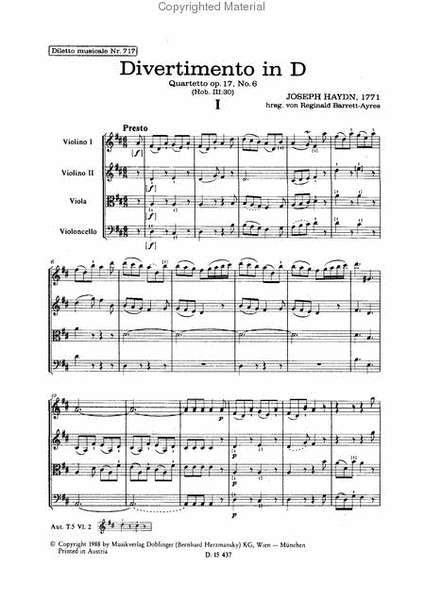 Streichquartett D-Dur op. 17 / 6