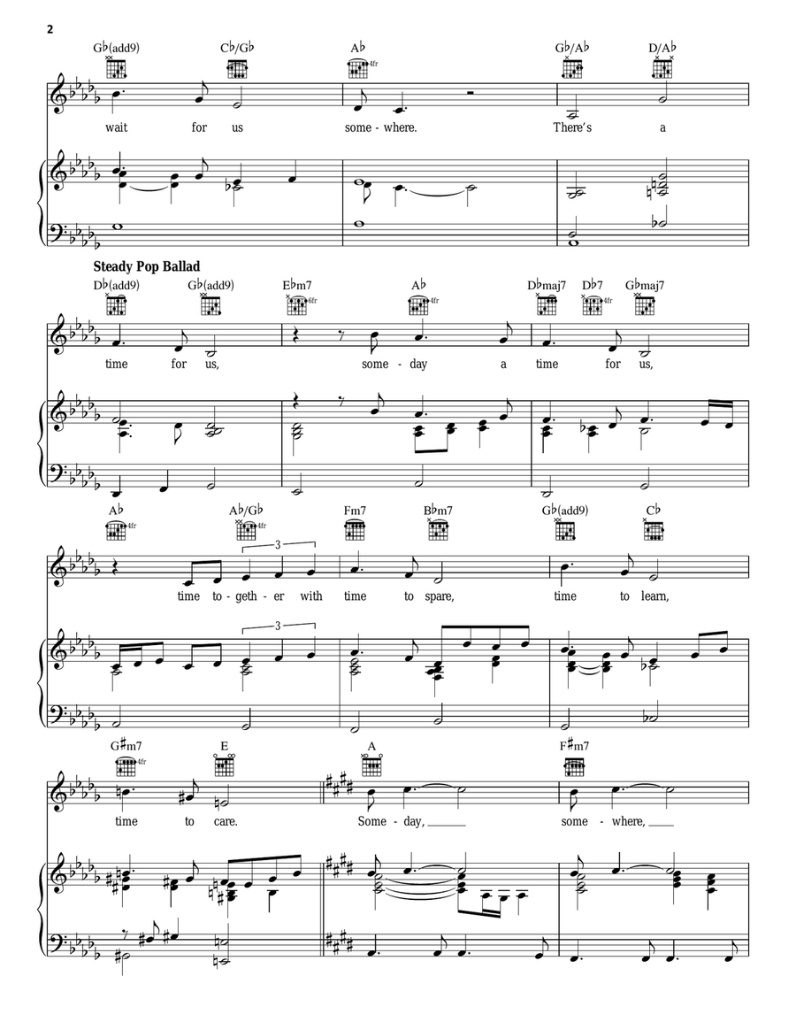Somewhere Somewhere Piano, Vocal, Guitar scores gallery preview page 2