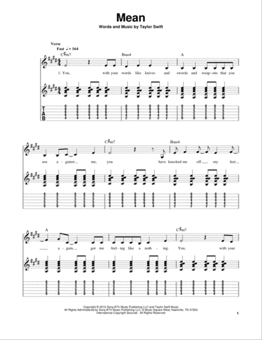 Mean Acoustic Guitar scores gallery preview page 1