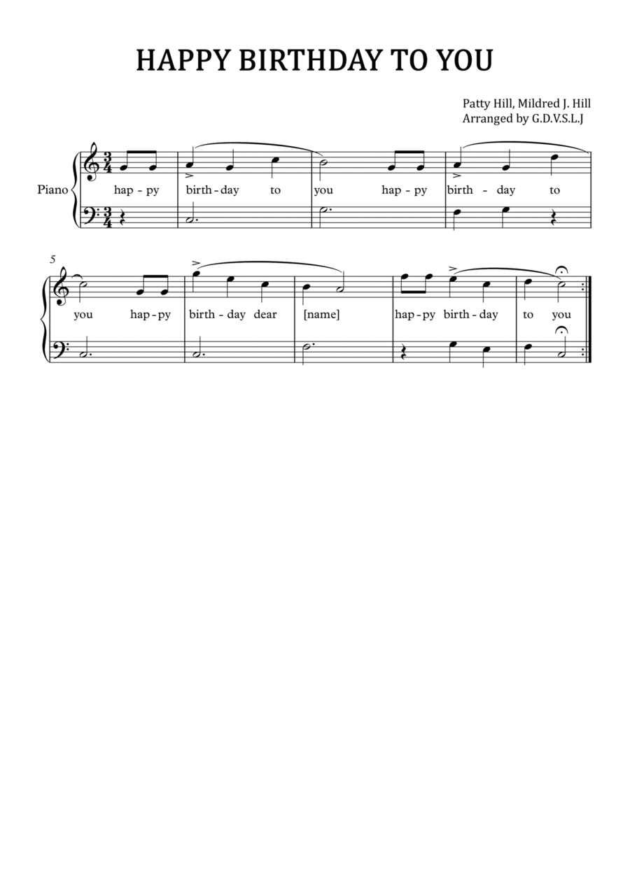Happy Birthday to You (lvl.1) Easy Piano scores gallery preview page 1