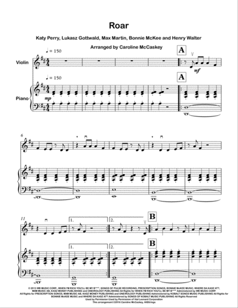 Roar Violin Solo scores gallery preview page 2
