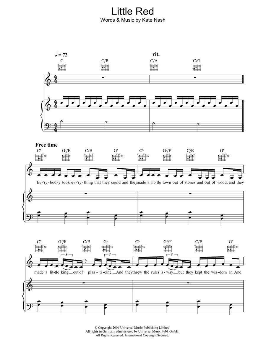Little Red Piano, Vocal, Guitar scores gallery preview page 1