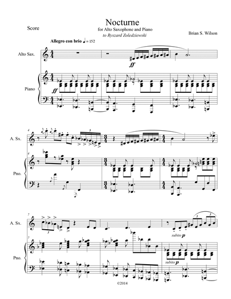 Nocturne for Alto Saxophone and Piano