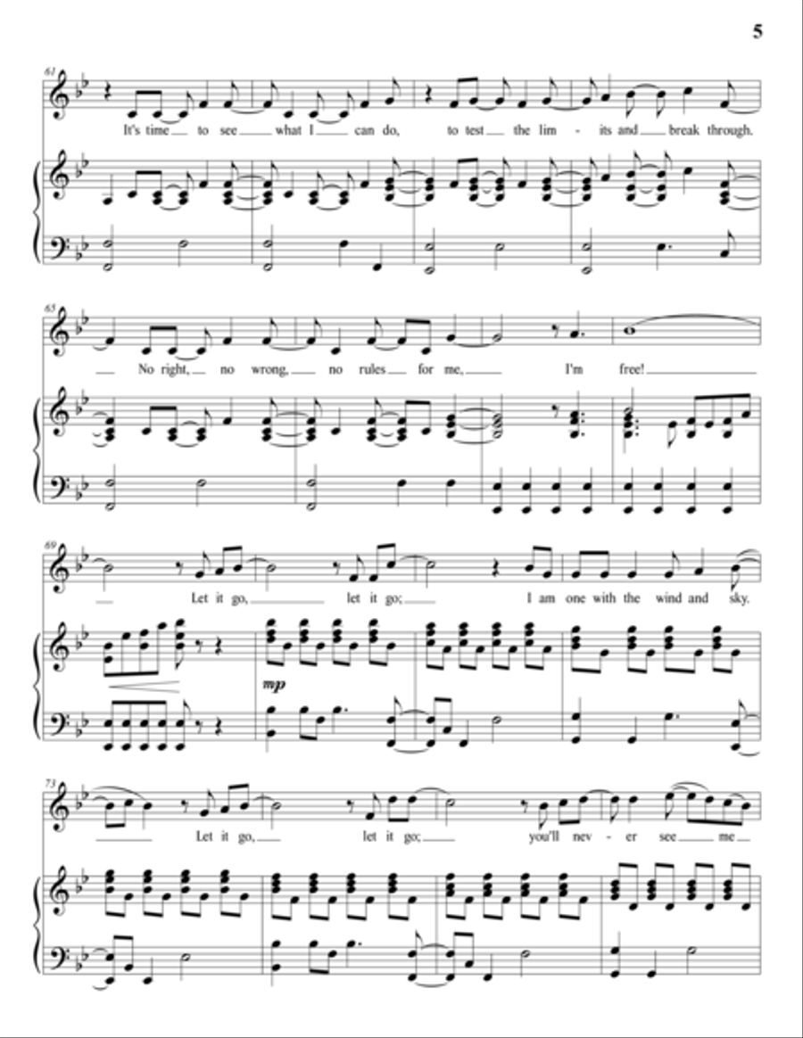 Let It Go (from Frozen) Voice scores gallery preview page 6