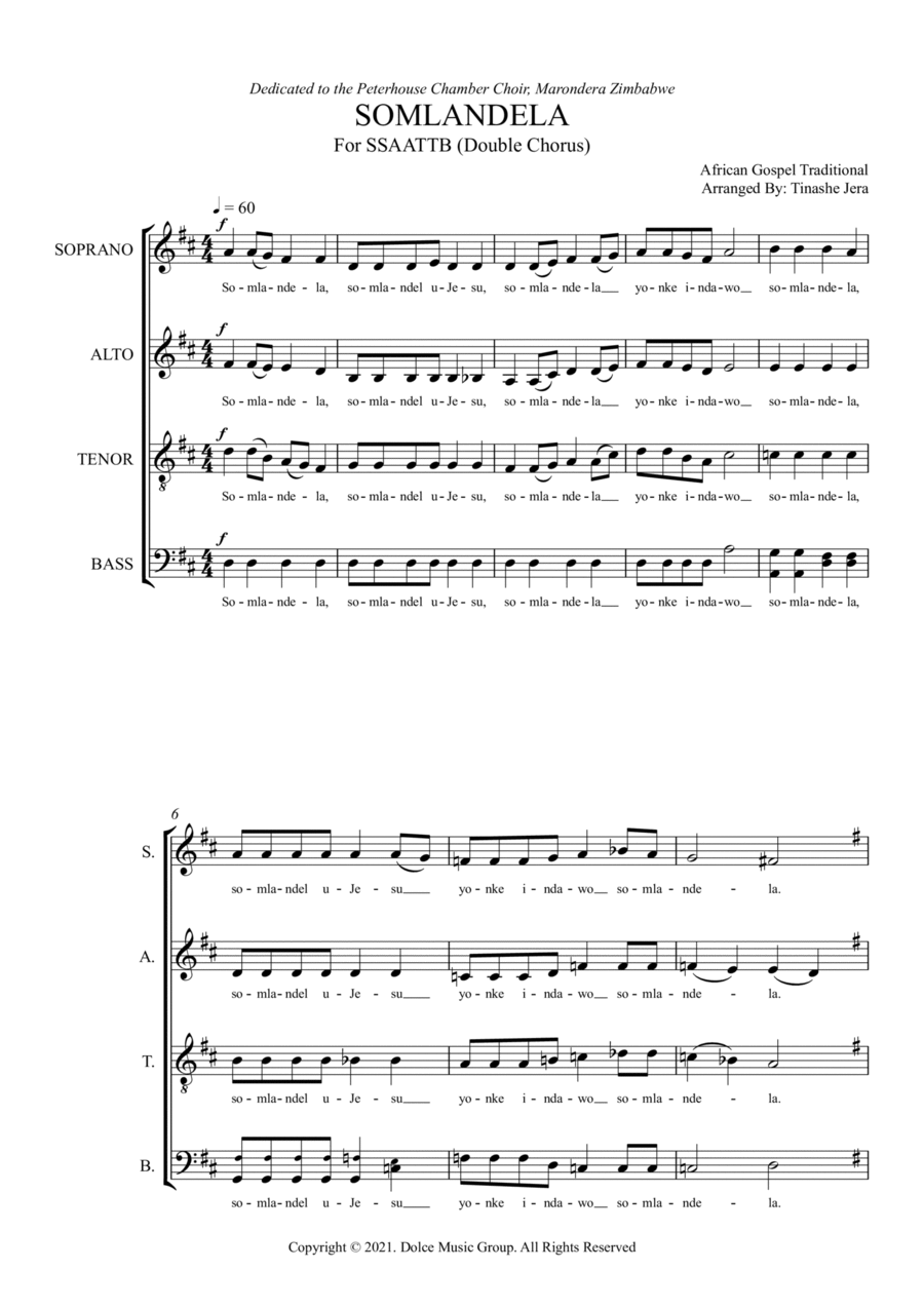 Somlandela - SATB Choir Somlandela - SATB Choir 4-Part scores gallery preview page 1