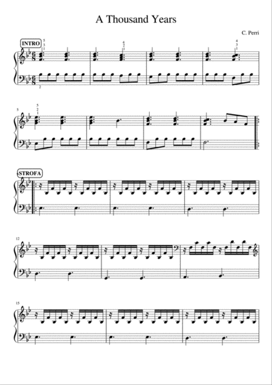 A Thousand Years Easy Piano scores gallery preview page 1
