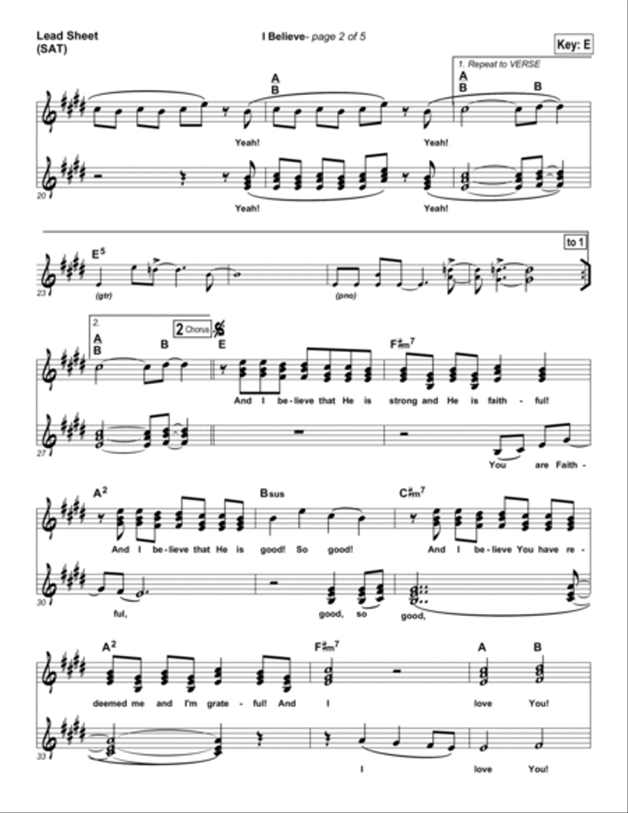 I Believe I Believe Piano scores gallery preview page 2
