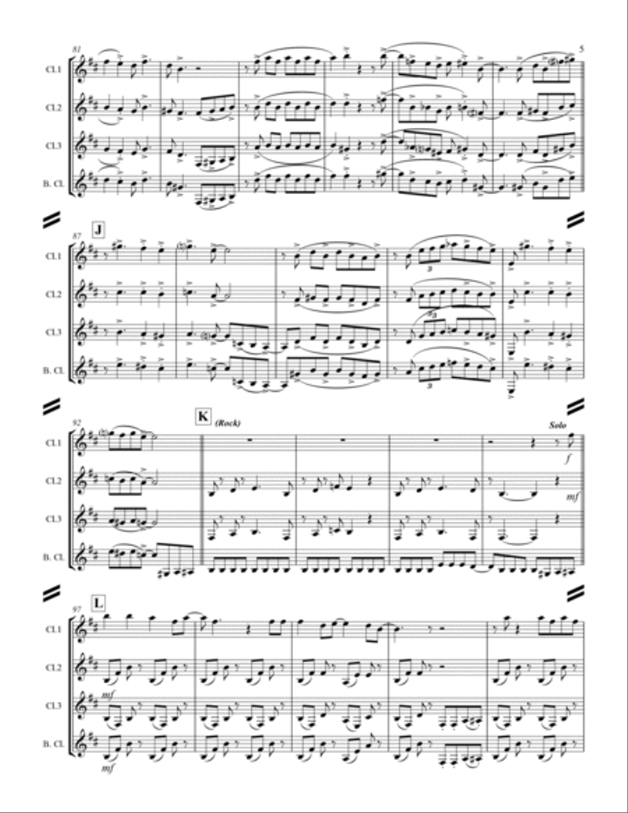 Smoke On The Water Woodwind Quartet scores gallery preview page 6