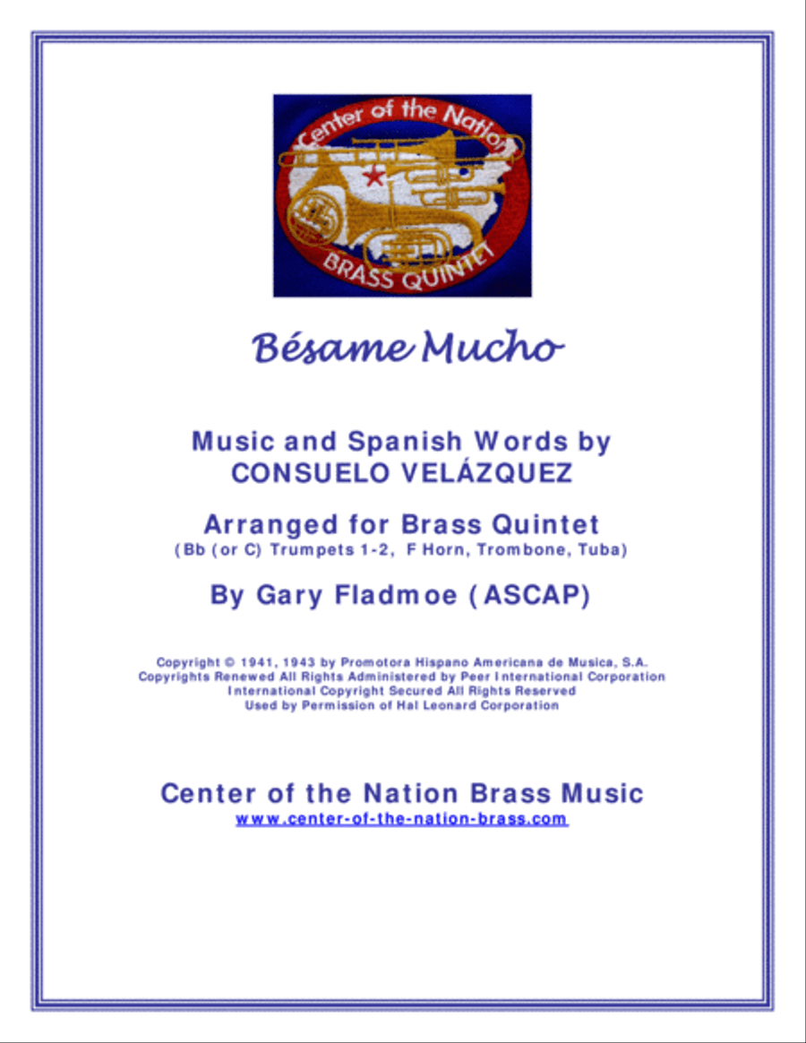 Besame Mucho (Kiss Me Much) Brass Ensemble scores gallery preview page 1