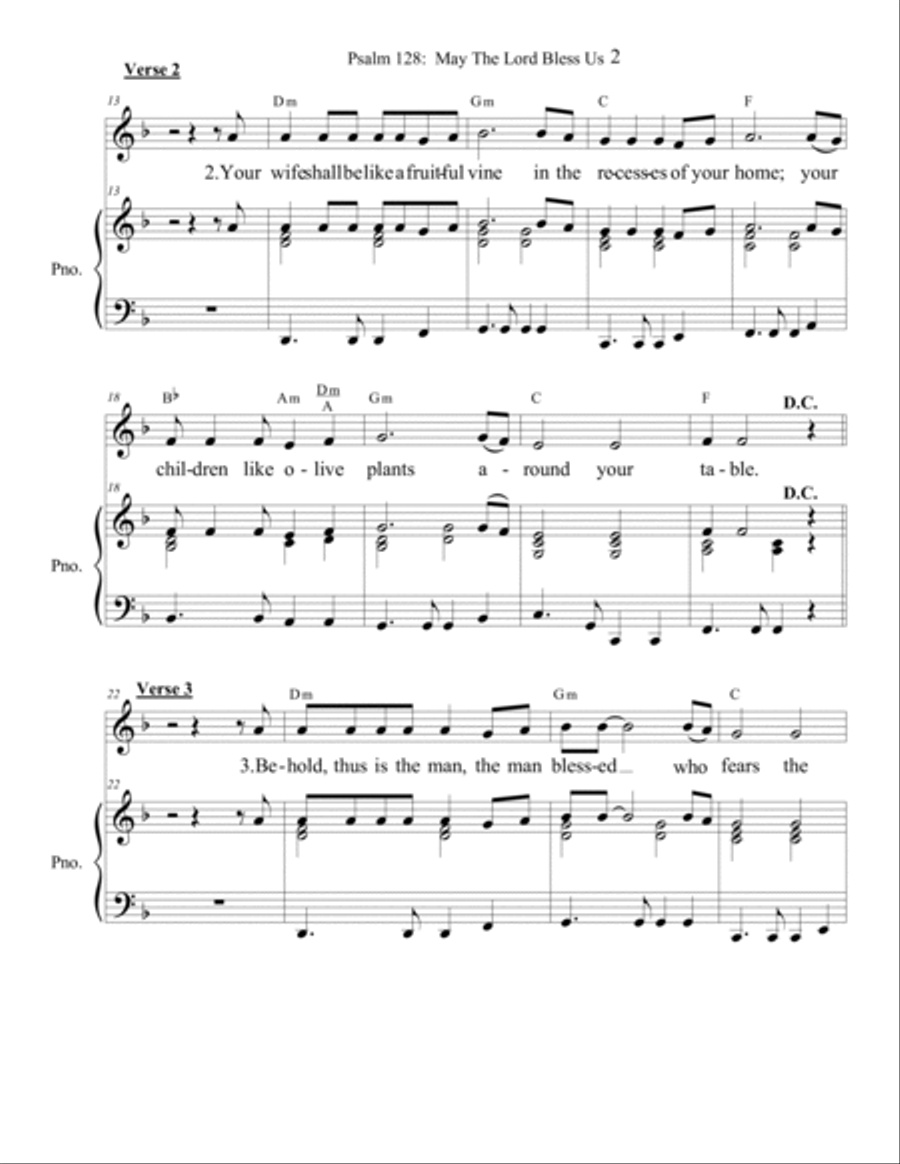 Psalm 128: May The Lord Bless Us (piano/vocal) Voice scores gallery preview page 2