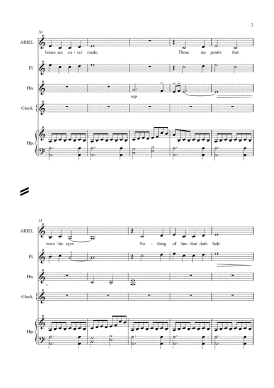 Full Fathom Five - for voice and mixed ensemble Small Ensemble scores gallery preview page 3