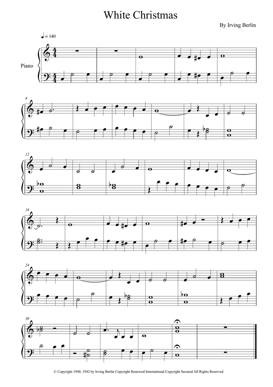 White Christmas Easy Piano scores gallery preview page 1