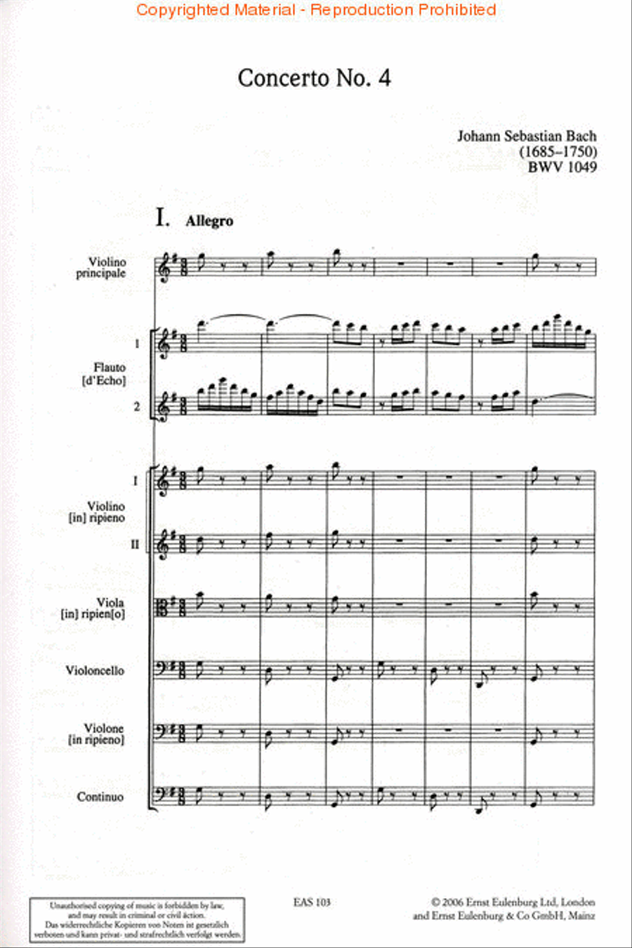 Brandenburg Concertos 4-6 BWV 1049/1050/1051 Orchestra scores gallery preview page 2