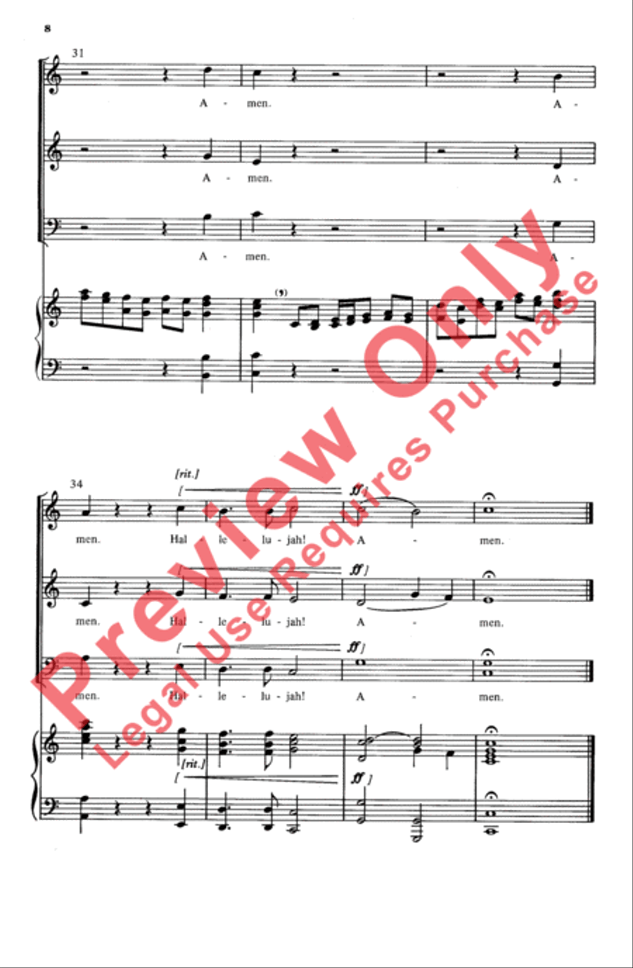 Hallelujah, Amen 3-Part scores gallery preview page 8