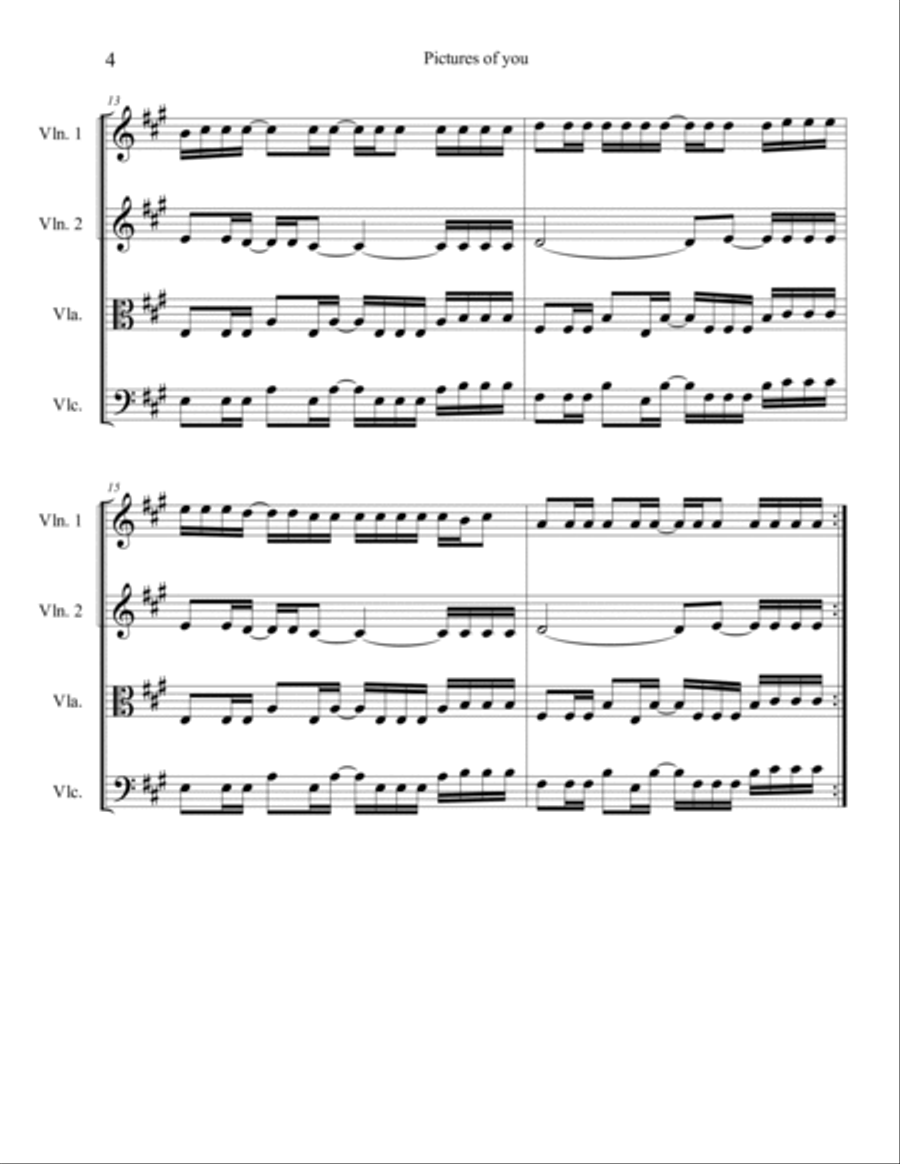 Pictures Of You String Quartet scores gallery preview page 4