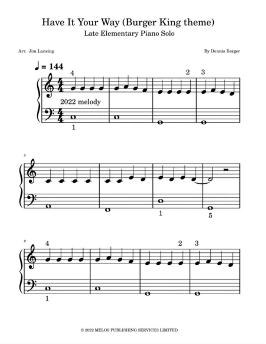 Have It Your Way (burger King) Piano Method scores gallery preview page 2