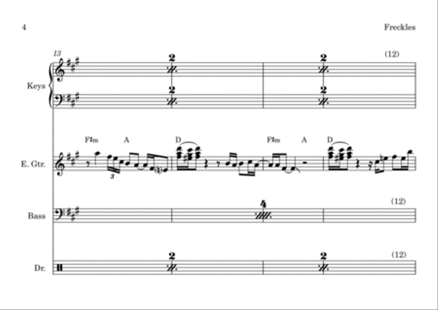 Freckles Bass Guitar scores gallery preview page 6
