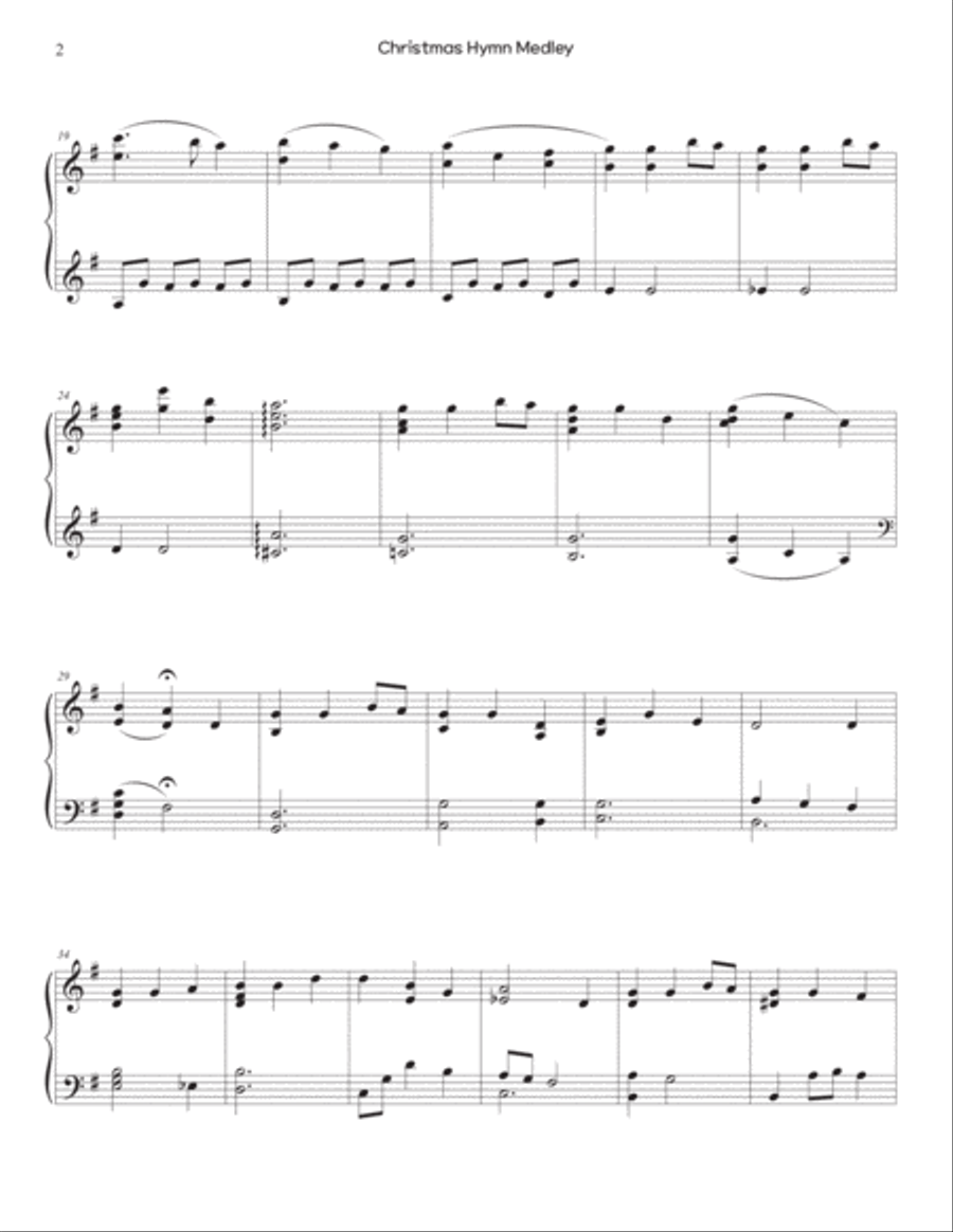 Christmas Hymn Medley - Away in a Manger, O Little Town of Bethlehem, O Come, All Ye Faithful Piano Solo scores gallery preview page 2