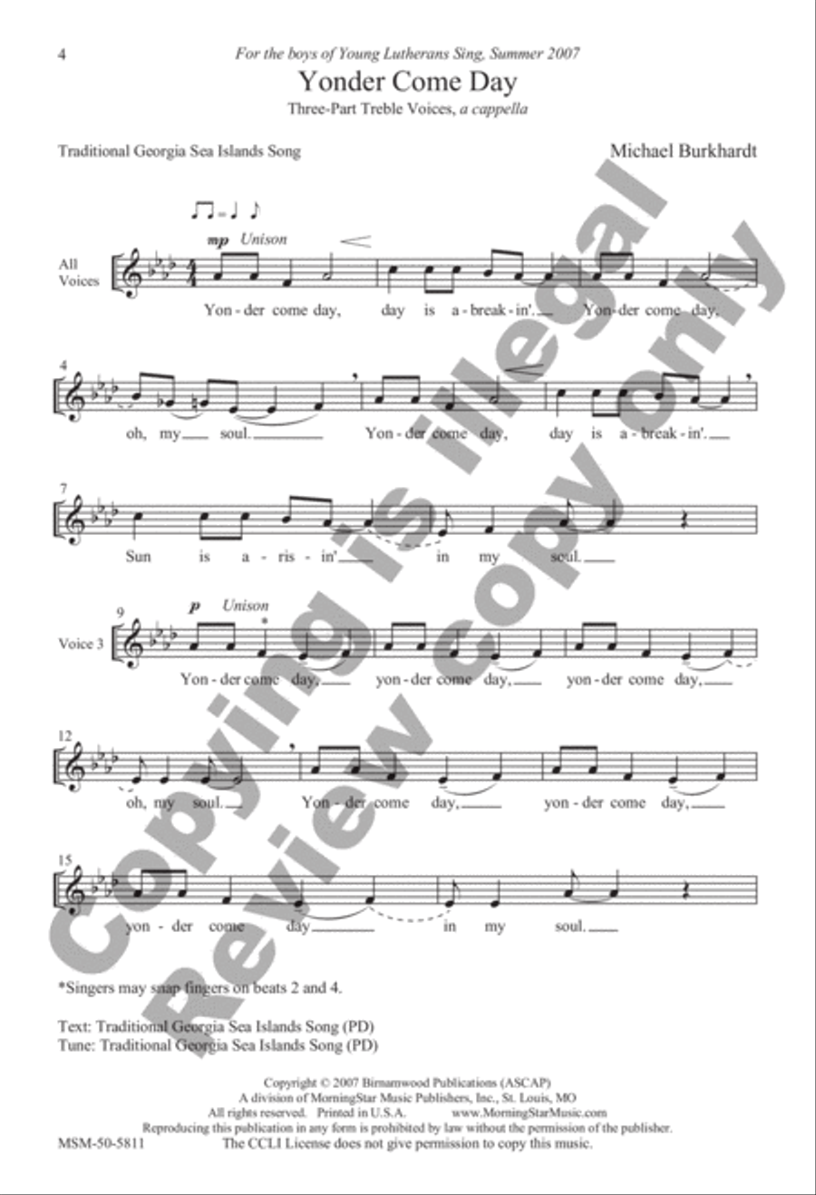 Yonder Come Day SSA scores gallery preview page 3
