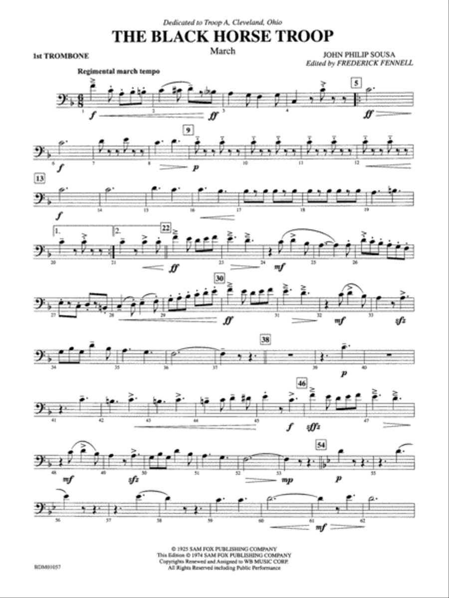 Black Horse Troop: 1st Trombone Concert Band scores gallery preview page 1