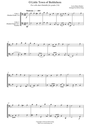 O Little Town of Bethlehem (for cello duet, suitable for grades 2-6)
