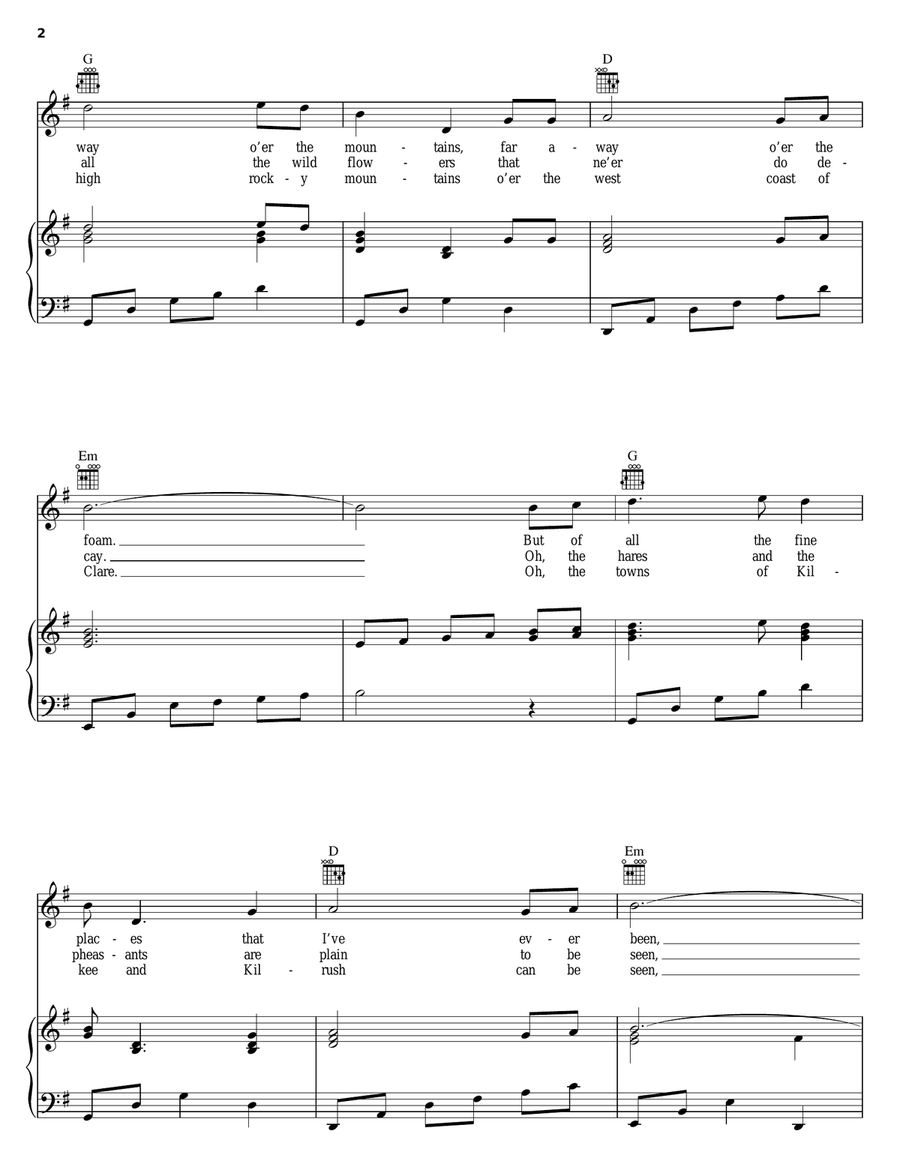 Cliffs Of Doneen Piano, Vocal, Guitar scores gallery preview page 2